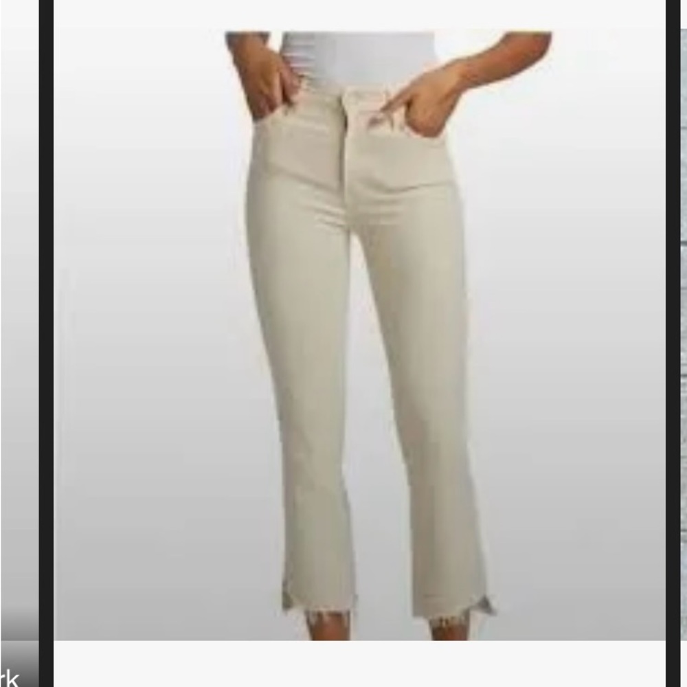 Mother Jeans The Insider Crop Step Fray Sz 25 Tan Cream Jeans